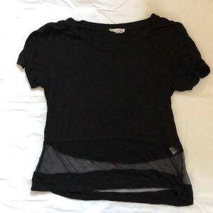 Black Tee with Mesh Cutouts